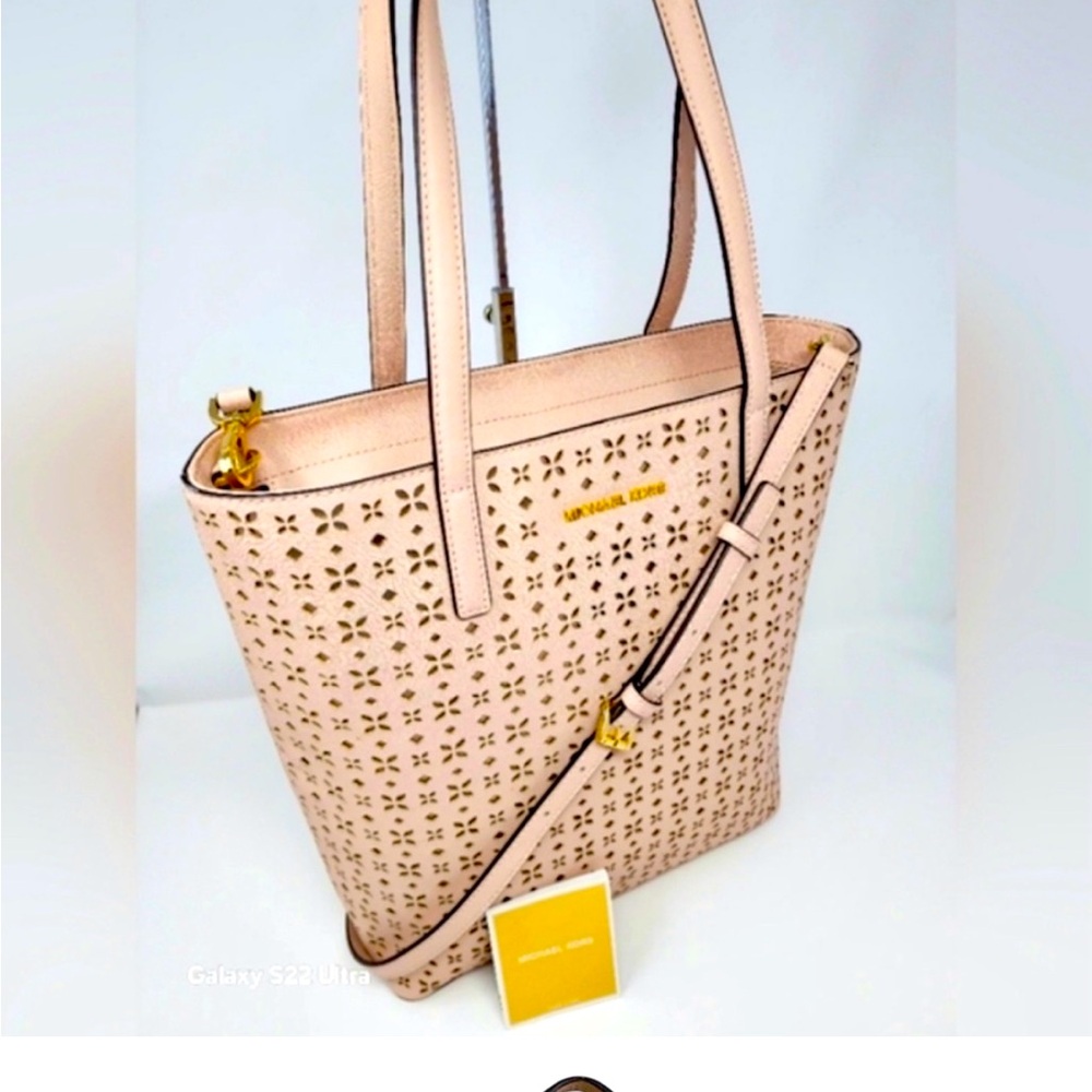 Michael Kors Laser Print Dusty Rose & Gold Tote - Picture 7 of 7